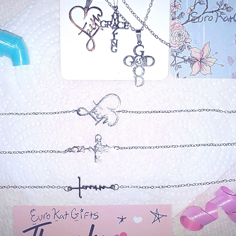 Cross Necklace Silver‎ Pendant GRACE Charm on 18-22"chain NEW… - Picture 7 of 10